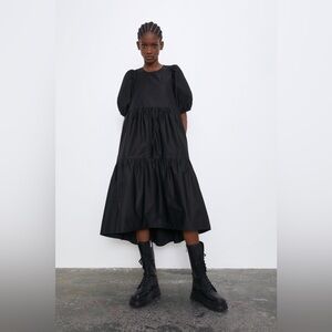 Zara Asymmetric Hem Poplin Dress